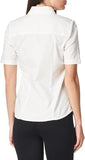 LLee Women Stretch Button Down Short Sleeve Oxford Shirt E9354 <br> White, Light Blue <br>  Sizes S - 3XL