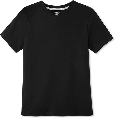 French Toast Unisex Black Short Sleeve V-Neck Tee LA9498 <br> Sizes 2T -4T & XS - XL