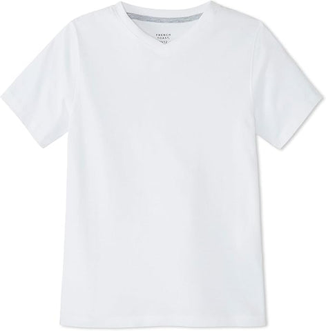 French Toast Unisex White Short Sleeve V-Neck Tee LA9498 <br> Sizes 2T -4T & XS - XL