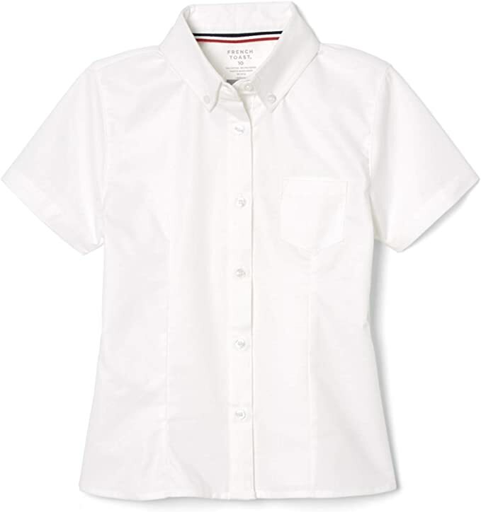 French Toast Juniors White Short Sleeve Oxford Shirt SE9284P Plus