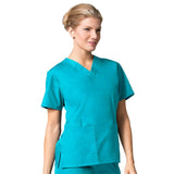 Maevn Womens V-Neck Two Pocket Scrub Top and Flare Leg Pant Set<br/>Style - 10169026<br/>Sizes XL - XXL