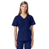 Maevn Core Curved V-Neck Scrub Top Navy Plus Size
