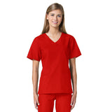 Maevn Core Curved V-Neck Scrub Top Red