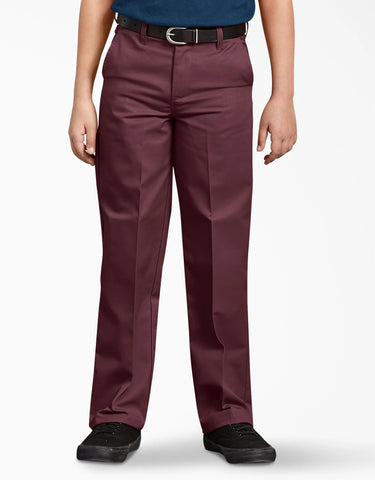 Dickies Boys Burgundy Pants Flat Front School Uniform <br> Sizes 4 to 20