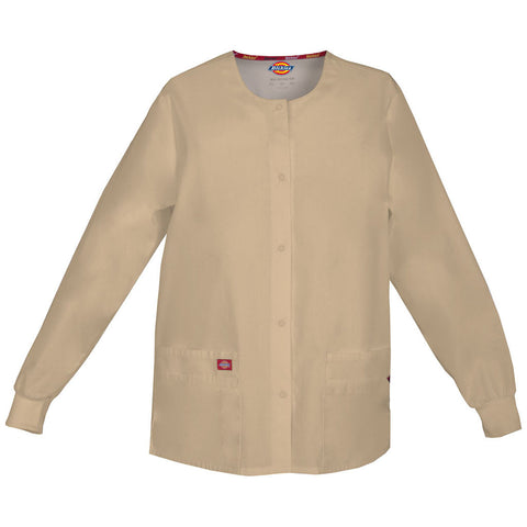 Dickies Women's Snap Front Warm-Up Scrub Jacket Khaki
