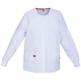 Dickies Women's Snap Front Warm-Up Scrub Jacket White