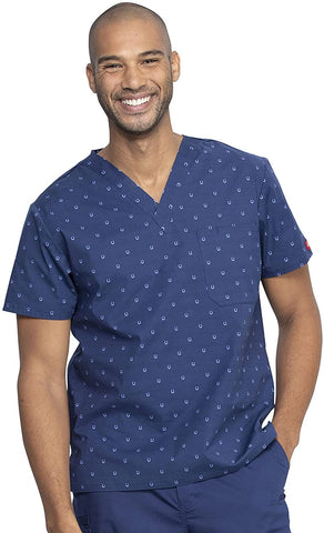 Dickies Mens Print Scrub Top DK725 LKLU "Lucky U" <br> Sizes XL to 5XL