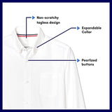 French Toast Toddlers Short Sleeve Oxford Shirt Sizes 2T - 4T </br> White & Light Blue