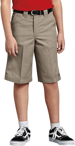 Dickies Boys Black & Khaki Flat Front Flex Waist Short Xtra Pocket QR200-Black & Khaki <br> Size 08, 12 & 14