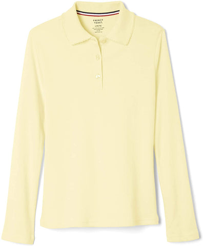 French Toast Girls Yellow Long Sleeve Interlock Polo SA9424 <br> Sizes 12 - 20