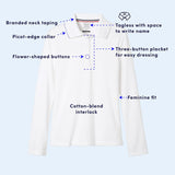 French Toast Girls Yellow Long Sleeve Interlock Polo SA9424 <br> Sizes 12 - 20
