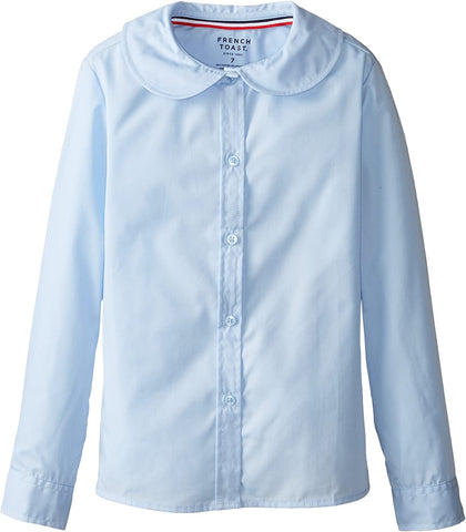 French Toast Girls Blue Long Sleeve Blouse Peter Pan Collar SE9321 <br> Sizes 6 to 18