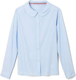 French Toast Juniors Light Blue Long Sleeve Peter Pan Blouse SE9384P <br> Sizes 42 - 46