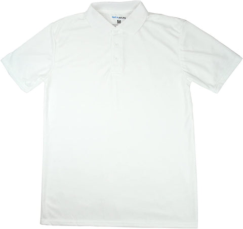Seasun Mens White Classic Fit Short Sleeve Dry-Fit Polo <br> Sizes S to 2XL
