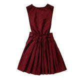 French Toast Little Girls' V-Neck Pleated Jumper Burgundy Back