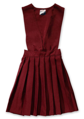 French Toast Little Girls' V-Neck Pleated Jumper Burgundy Front