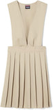 French Toast Khaki Girls Husky V-Neck Pleated Jumper <br>Sizes 10P to 16P </br> Khaki