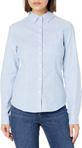 Lee Juniors Light Blue Stretch Long Sleeve Oxford Blouse E9355JL <br> Sizes S - XL