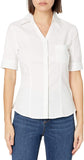 Lee Women Juniors White Short Sleeve Stretch Poplin Blouse E9356JL <br> Sizes S - L