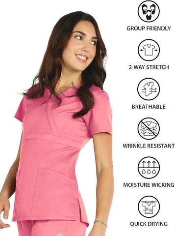 Maevn Eon Womens Back Mesh Panel V-Neck Medical Scrub Top 1748 <br> Sizes XS to 3XL