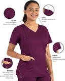 Maevn Matrix Women's Double V-Neck 3 Pockets Top<br>Style 3501<br>Sizes XXS - 3XL