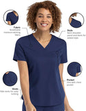 Maevn Matrix Women's Tuckable V-Neck 1 Pocket Top<br>Style 3503<br>Sizes XS - 3XL <br> Black, Navy, Olive, Pewter & Royal