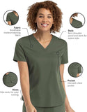 Maevn Matrix Women's Tuckable V-Neck 1 Pocket Top<br>Style 3503<br>Sizes XS - 3XL <br> Black, Navy, Olive, Pewter & Royal