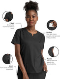 Maevn Matrix Women's Notched Crew Neck 3 Pockets Top<br>Style 3504<br>Sizes XS - 3XL <br> Black, Navy, Olive, Pewter
