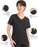 Maevn Matrix Women's Curved Mock Wrap 3 Pockets Top<br>Style 3701<br>Sizes XXS - 3XL