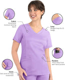 Maevn Matrix Women's Curved Mock Wrap 3 Pockets Top<br>Style 3701<br>Sizes XXS - 3XL