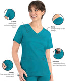 Maevn Matrix Women's Curved Mock Wrap 3 Pockets Top<br>Style 3701<br>Sizes XXS - 3XL