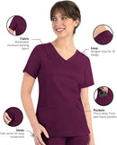 Maevn Matrix Women's Curved Mock Wrap 3 Pockets Top<br>Style 3701<br>Sizes XXS - 3XL