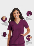 Maevn Matrix Impulse Women's Contrast V-Neck 3 Pockets Top<br>Style 4510<br>Sizes XXS - 3XL
