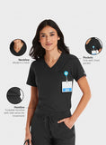 Maevn Women's Tuckable Scrub Top 4530 Matrix Impulse Chest Pocket V-Neck Sizes  XS to 3XL