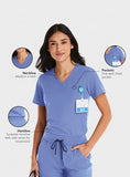 Maevn Women's Tuckable Scrub Top 4530 Matrix Impulse Chest Pocket V-Neck Sizes  XS to 3XL