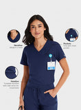Maevn Women's Tuckable Scrub Top 4530 Matrix Impulse Chest Pocket V-Neck Sizes  XS to 3XL