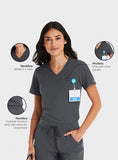 Maevn Women's Tuckable Scrub Top 4530 Matrix Impulse Chest Pocket V-Neck Sizes  XS to 3XL