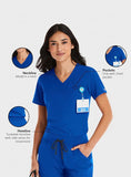 Maevn Women's Tuckable Scrub Top 4530 Matrix Impulse Chest Pocket V-Neck Sizes  XS to 3XL
