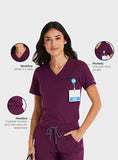 Maevn Women's Tuckable Scrub Top 4530 Matrix Impulse Chest Pocket V-Neck Sizes  XS to 3XL