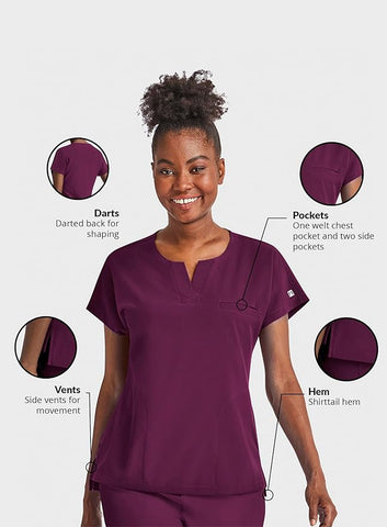 Maevn Women's Dolman Scrub Top 4540 Matrix Impulse Chest Pocket Notched Neck Sizes  XXS to 3XL