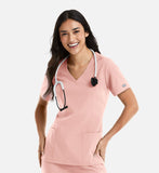 5001 Momentum Women's Double V-Neck Top<br> Honeydew, Lavender, Pink Grapefruit, Quiet Grey, Surgical Green<br> Sizes XXS to 3XL