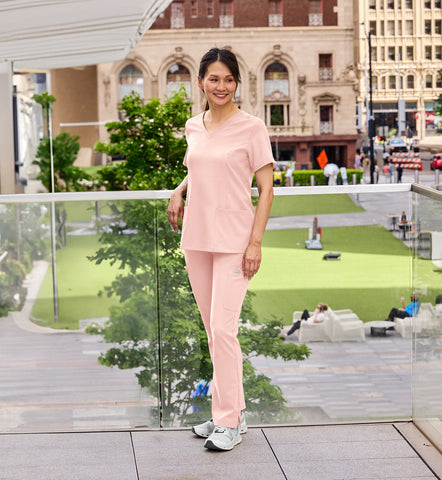 5001 Momentum Women's Double V-Neck Top<br> Honeydew, Lavender, Pink Grapefruit, Quiet Grey, Surgical Green<br> Sizes XXS to 3XL