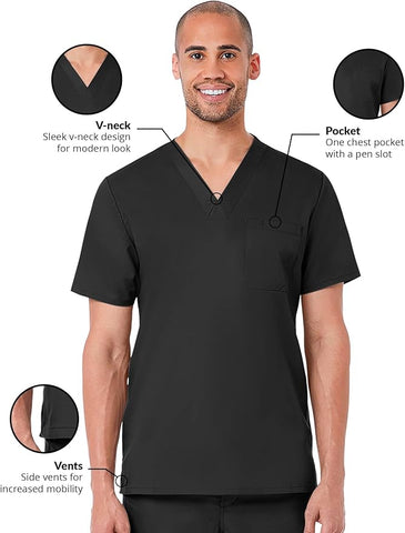 Maevn Eon Active Men's Mesh Panel One Chest Pocket V-Neck Top</br>Style 5208</br>Sizes XS - 3XL