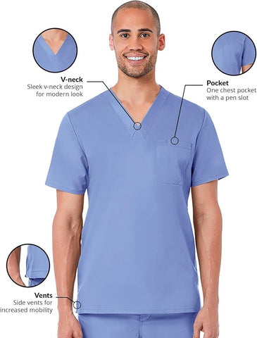 Maevn Eon Active Men's Mesh Panel One Chest Pocket V-Neck Top</br>Style 5208</br>Sizes XS - 3XL