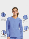 Maevn Matrix Impulse Womens Short Sleeve Round Neck Button Down Jacket <br> Style - 7510 <br> Sizes XS - 3XL