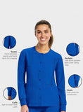 Maevn Matrix Impulse Womens Short Sleeve Round Neck Button Down Jacket <br> Style - 7510 <br> Sizes XS - 3XL
