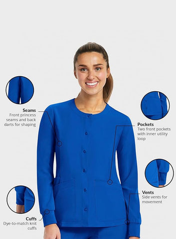Maevn Matrix Impulse Womens Short Sleeve Round Neck Button Down Jacket <br> Style - 7510 <br> Sizes XS - 3XL