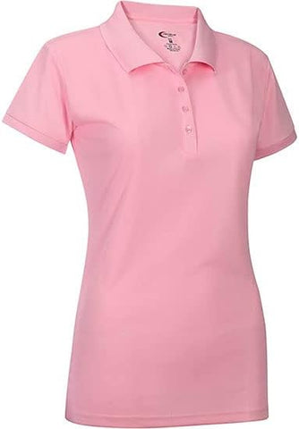 Premium Wear Juniors Pink Polo Shirt High Moisture Wicking Dry Fit Performance Short Sleeve  <br> Sizes S to 4XL