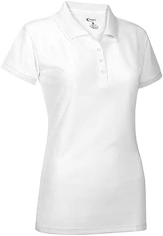 Premium Wear Juniors White Polo Shirt High Moisture Wicking Dry Fit Performance Short Sleeve  <br> Sizes S to 4XL