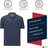Premium Wear Men's Navy Polo Shirt High Moisture Wicking Dry Fit Performance Short Sleeve  <br> Sizes S to 2XL